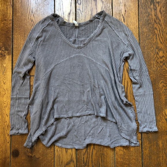 Free People Tops - Free People Taupe Waffle Tunic Shirt - Size XS
